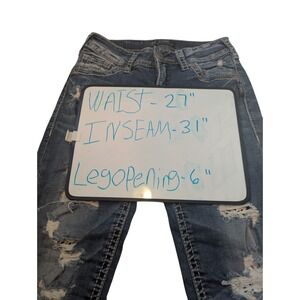 Silver‎ Jeans Suki Distressed Destroyed Denim Jeans Size 27x31